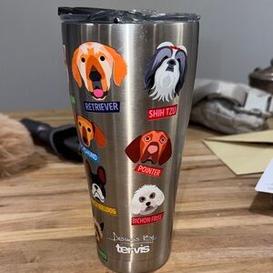 Tervis 20 oz Stainless Tumbler featuring the "Flat Art Dog" design